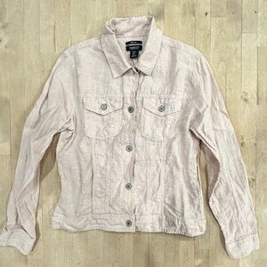 New York & Company Pale Pink Linen-Blend Button Jacket